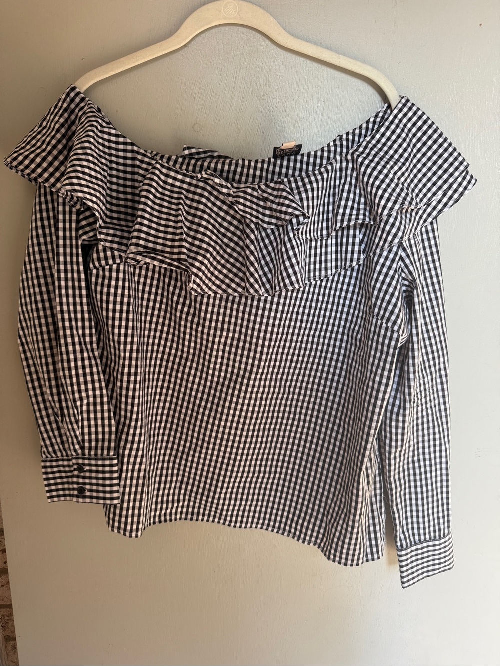 Como Vintage 3/4 sleeve one shoulder ruffle blouse size Large EUC